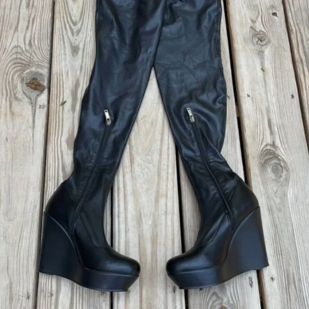 NWOT Azalea Wang None Of Your Business Black Over-the-Knee Platform Boot SZ 7.5 - Picture 4 of 14